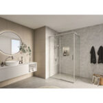Duschtrennwand KORALLE Pendeltüre an Festelement S505
