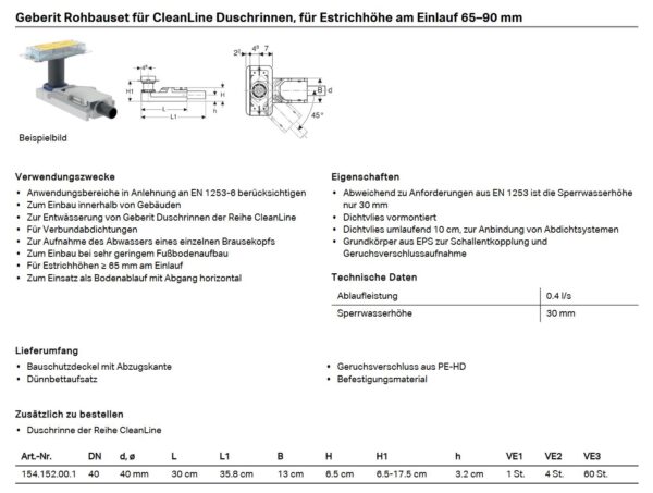 Rinnen Rohbauset eberit CleanLine Niedrige Bauhöhe – Bild 2