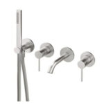 Badewannenarmatur Edelstahl mit Rosetten Treemme 40mm