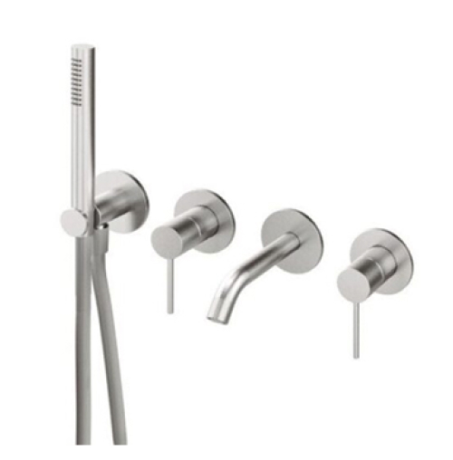 Badewannenarmatur Edelstahl mit Rosetten Treemme 40mm