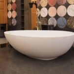 Badewanne freistehend matt Mastella L= 170 cm x B= 120 cm Mineralguss Steinguss
