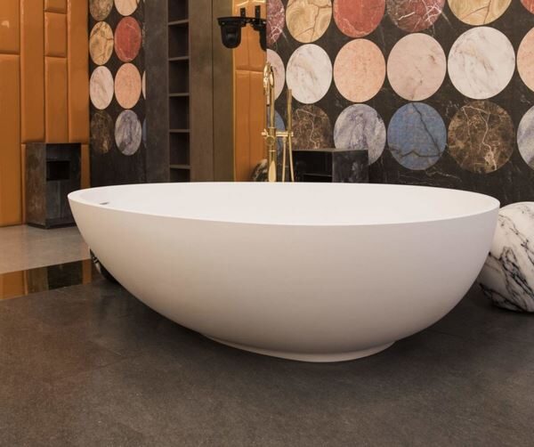 Badewanne freistehend matt Mastella L= 170 cm x B= 120 cm Mineralguss Steinguss