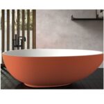 Badewanne freistehend matt zweifarbig L= 170 cm Bicolor Mineralguss Steinguss