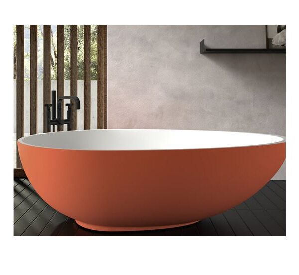 Badewanne freistehend matt zweifarbig L= 170 cm Bicolor Mineralguss Steinguss