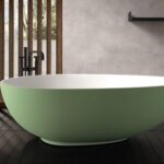 Badewanne freistehend matt zweifarbig L= 170 cm Bicolor Mineralguss Steinguss