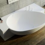 VA10 BAHIA Wand Badewanne freistehend matt Mastella L 170 - 210 cm Mineralguss Corian Steinguss Luxuswanne