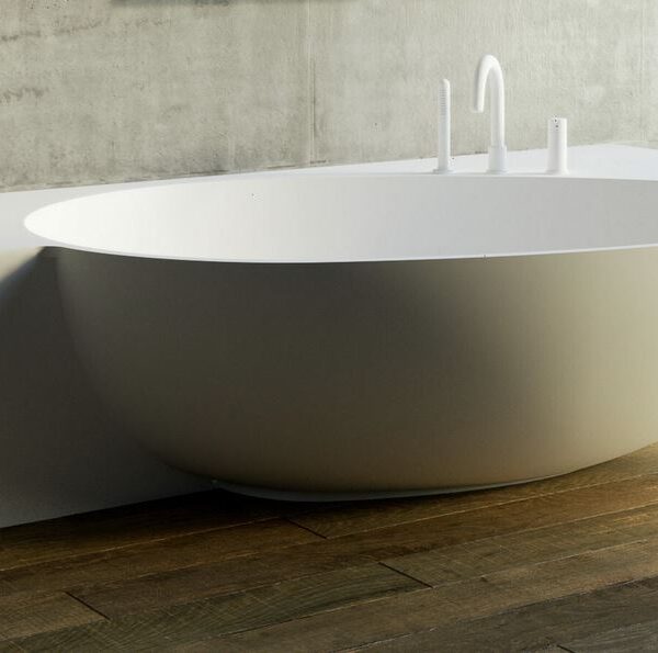 Badewanne Eckeinbau Mastella BAHIA L= 170 - 210 cm Mineralguss Corian Steinguss Luxuswanne