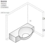 VA12 Skizze Badewanne Eckeinbau Mastella BAHIA L= 170 - 210 cm Mineralguss Corian Steinguss Luxuswanne