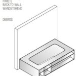 Badewanne wandstehend KELLY Book L= 175 - 220 cm VA27 Skize