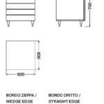 Massskizze Badmöbel Domiziani Vietri 50x50x72 Drehtür
