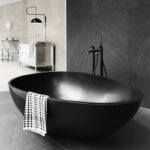 Badewanne freistehend schwarz Mastella L= 170 cm Mineralguss Corian Steinguss Luxuswanne Freistehend