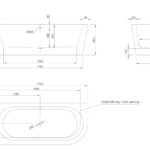 Massskizze Badewanne Anbau Knief WALL Corner R 180x80