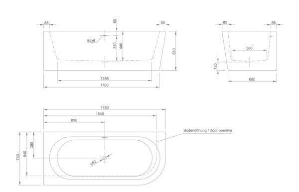 Badewanne Anbau Knief WALL Corner R 180x80 – Bild 2