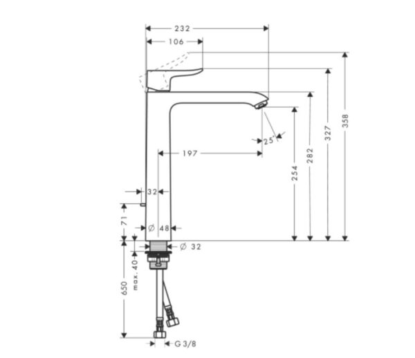 Aufsatzbecken Armatur Hansgrohe Metris ComfortZone 260 – Bild 2