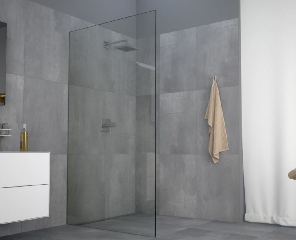 Duschtrennwand KORALLE freistehend AP Profil X77 AP1 Duschglas