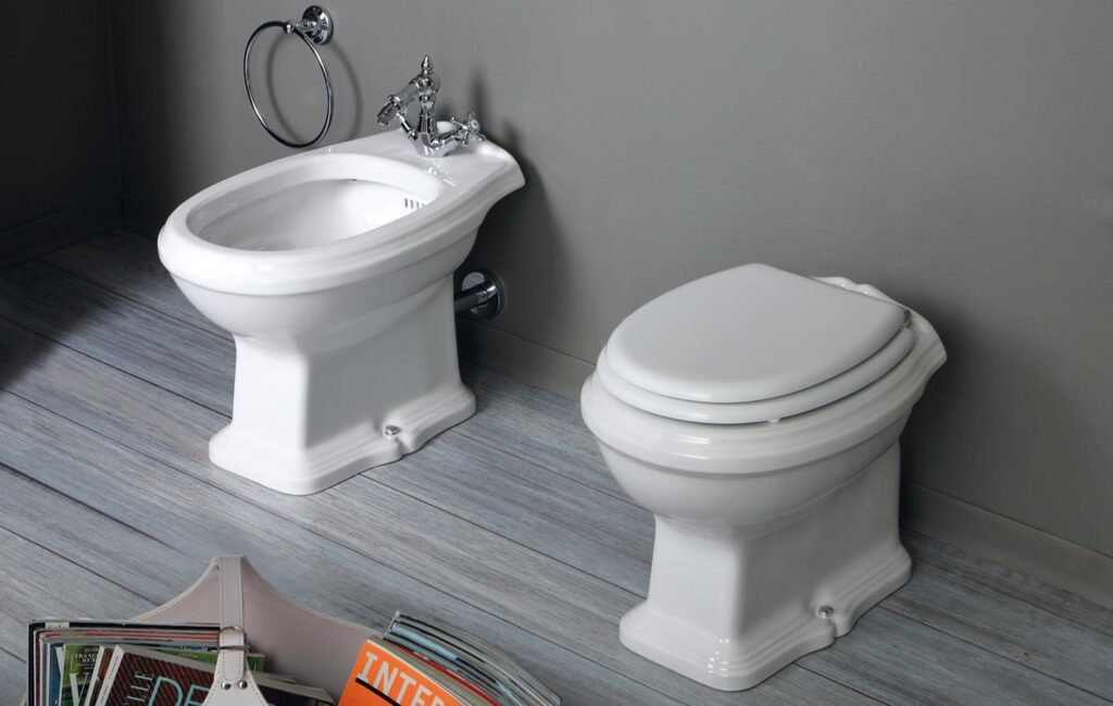 Stand WC Simas Arcade bodenentwässernd Keramik weiss Nostalgisch