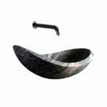 Aufsatzwaschbecken aus Naturstein Juparana in grauer Marmoroptik, 60x34 cm – luxuriöses Design für stilvolle Badezimmer.