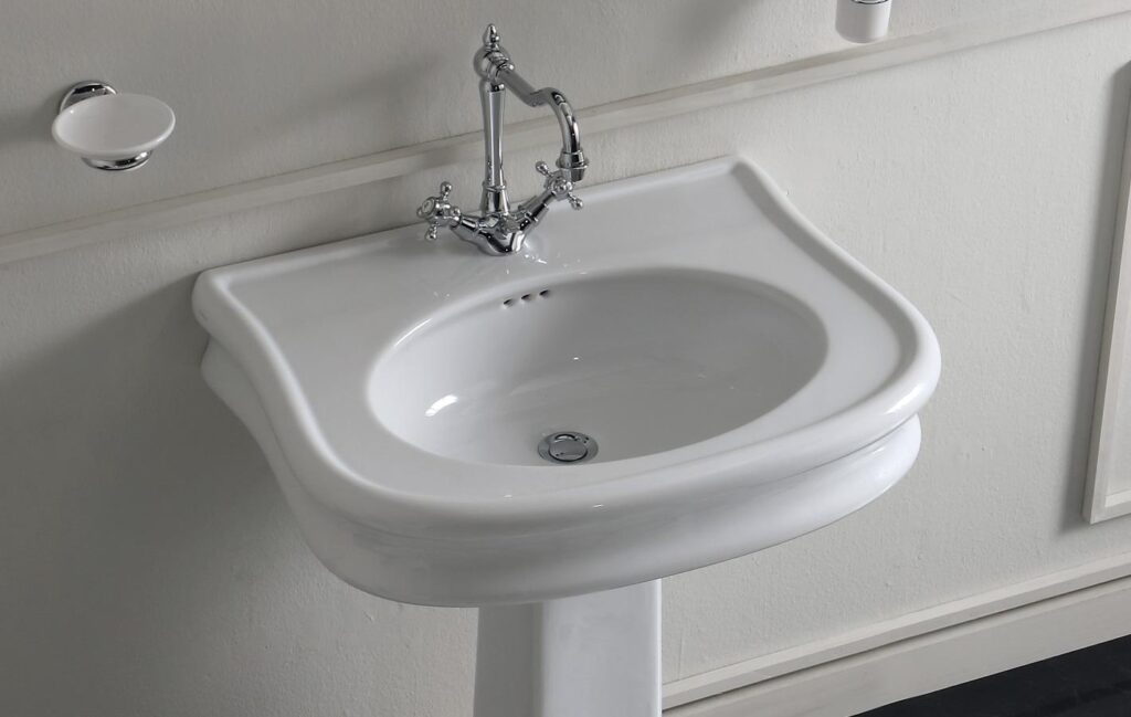 Waschbecken Keramik Lante B= 70 cm weiss glanz Nostalgisch