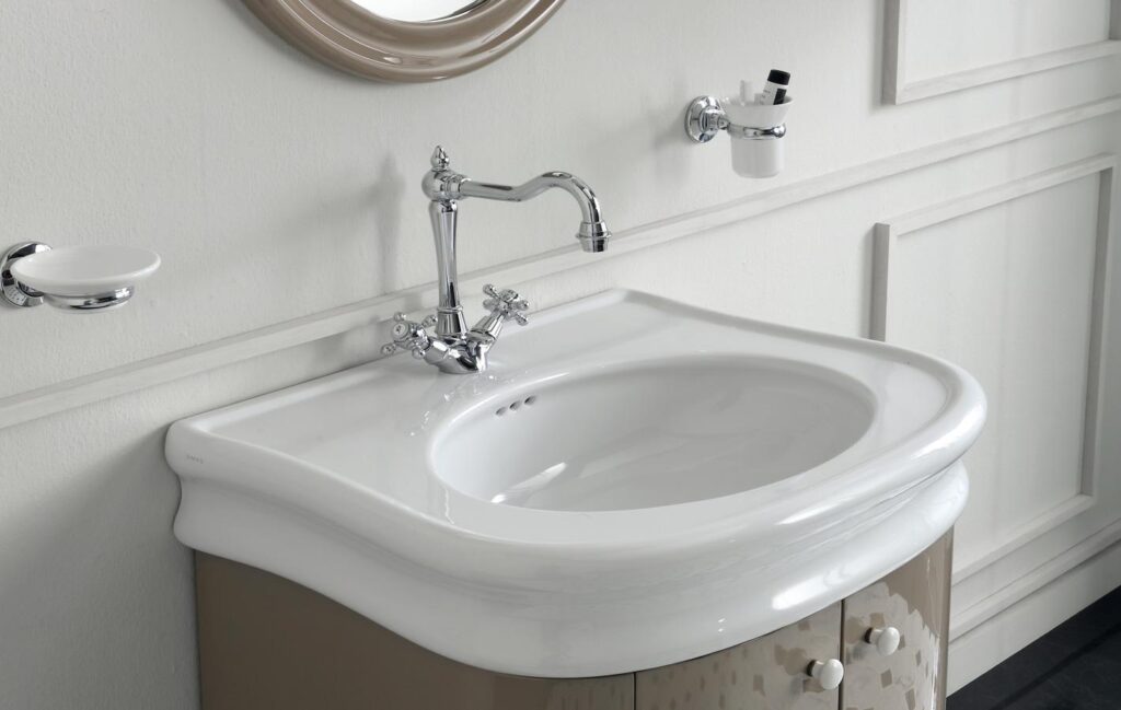 Badmöbel retro inkl. Waschtisch Lante B= 90 cm Weiss Glanz Nostalgisch