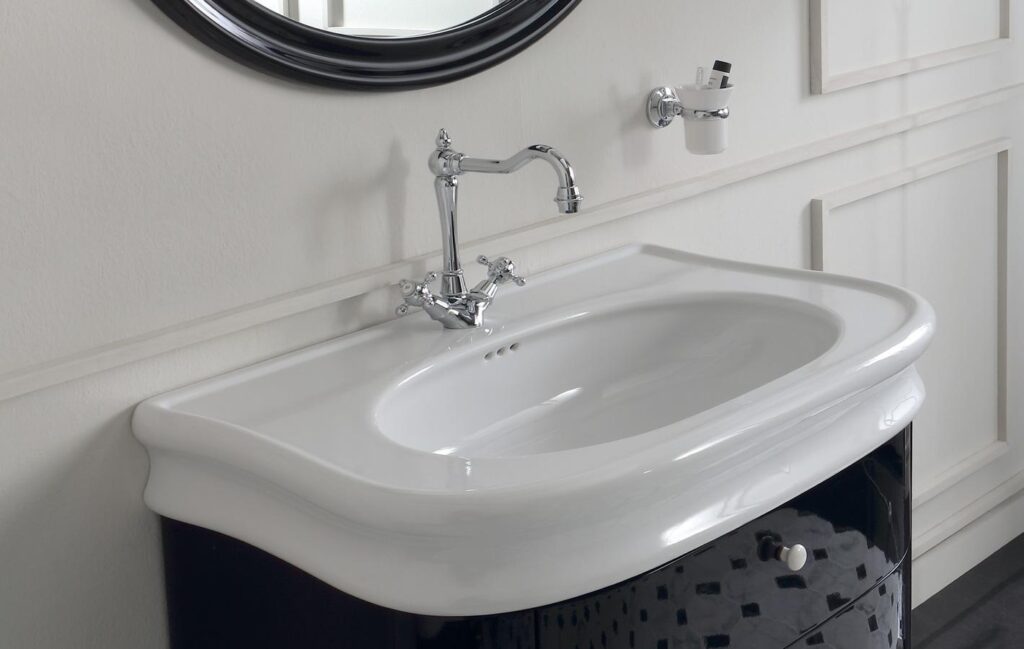 Waschbecken Keramik Simas Lante B= 90 cm weiss glanz Nostalgisch