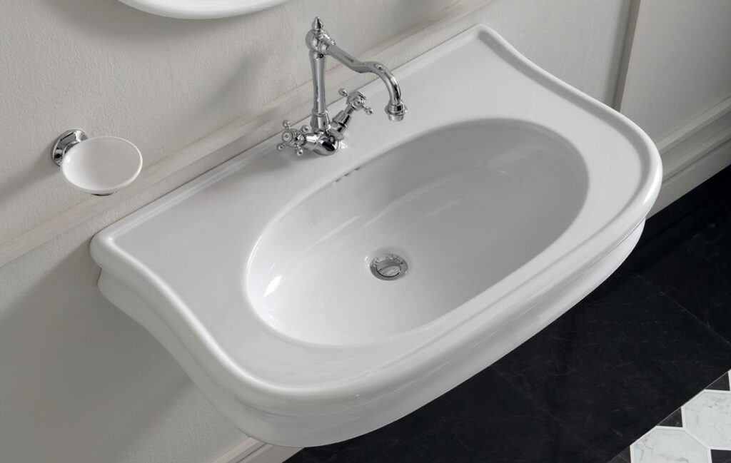 Waschbecken Keramik Simas Lante B= 90 cm weiss glanz Nostalgisch