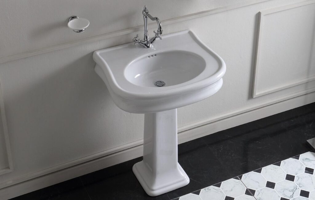 Säule Keramik Linie Lante H= 69 cm weiss glanz Nostalgisch