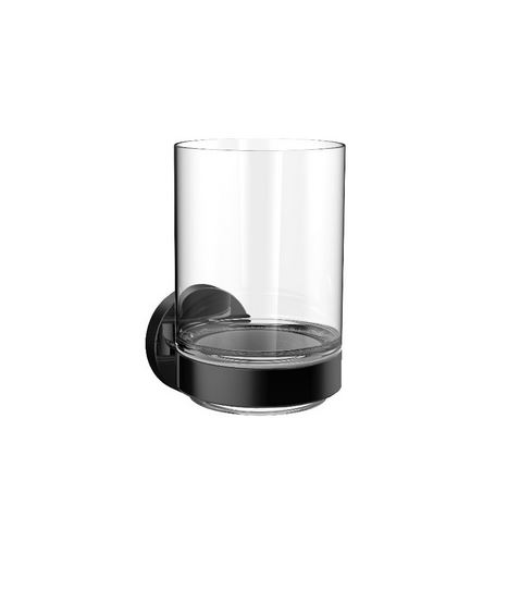 Glashalter mit Zahnbürstenglas EMCO round black Bad-Accessoires