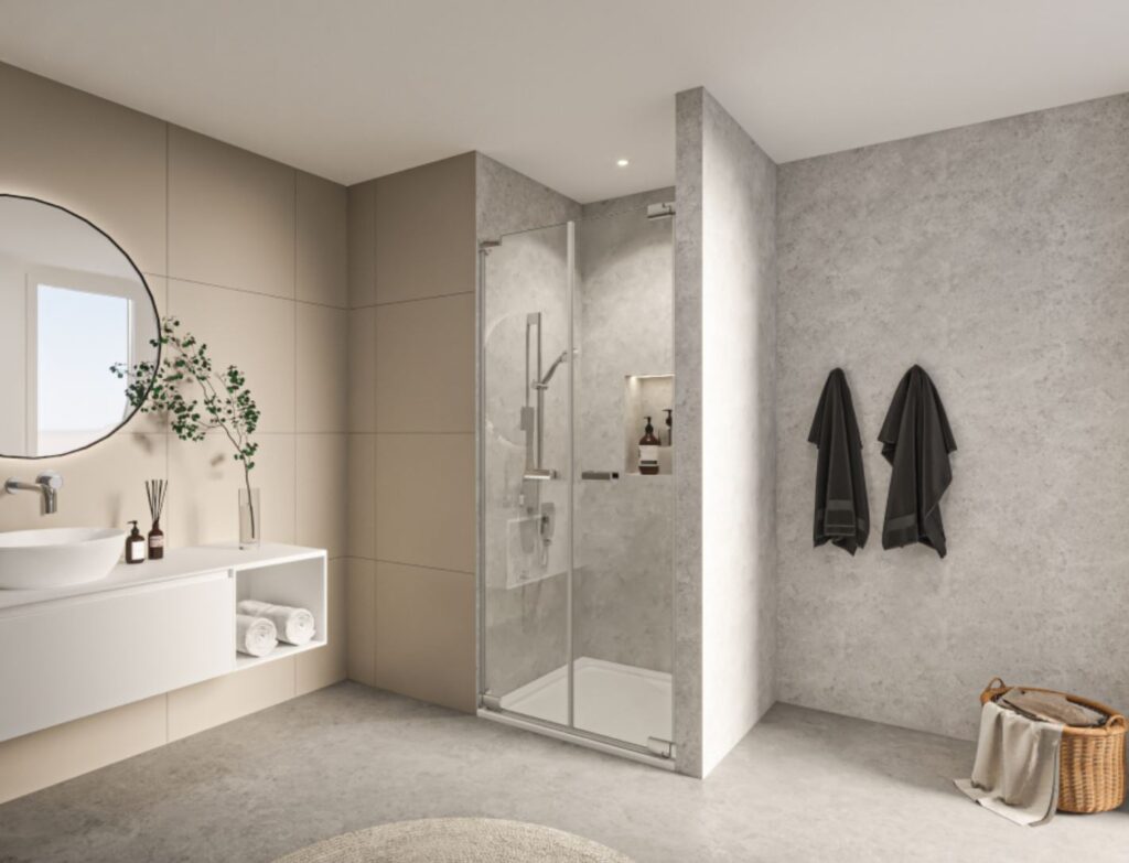 KORALLE Pendeltüre mit Festelement s808 ptw2 Duschglas