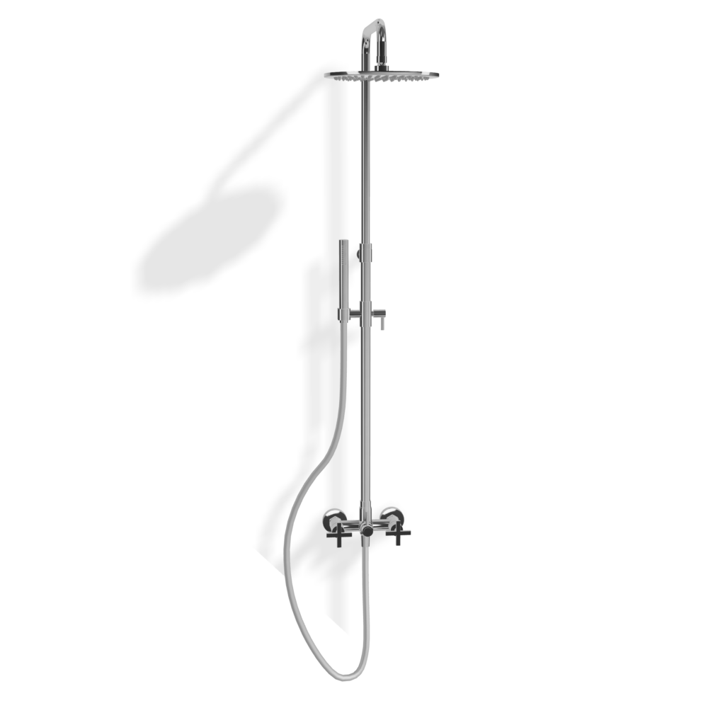 Duschsystem Treemme Line mit Kreuzgriffe Zweihand Design