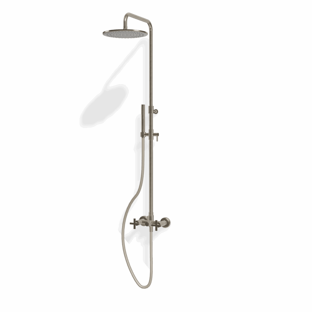 Duschsystem Treemme LINE mit Kreuzgriffe zweihand Nickel gebürstet