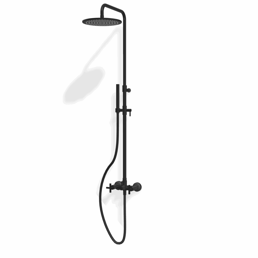 Duschsystem Treemme LINE mit Kreuzgriffe zweihand Schwarz matt