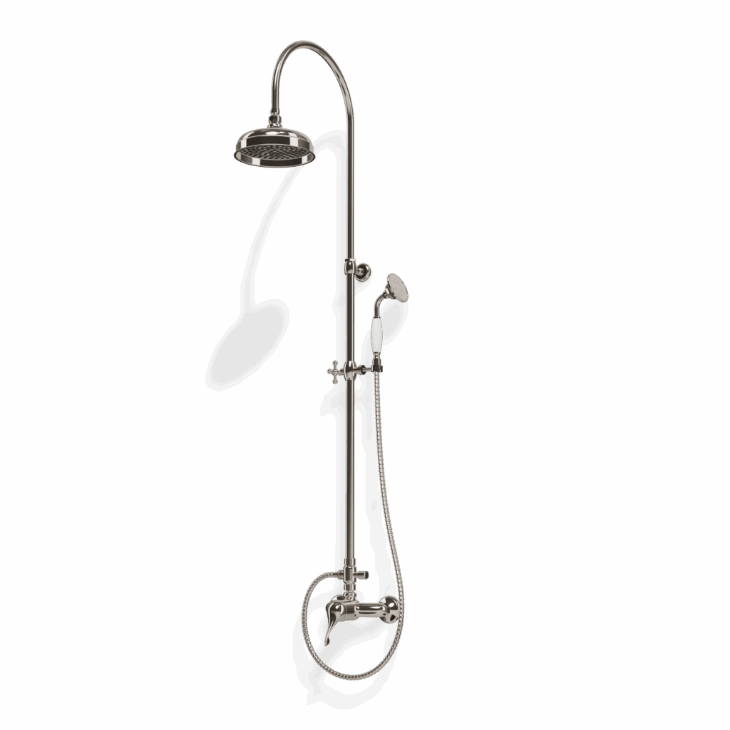 Duschsystem Standbrause mit Mischer Treemme Piccadilly Retro Chrom Glanz