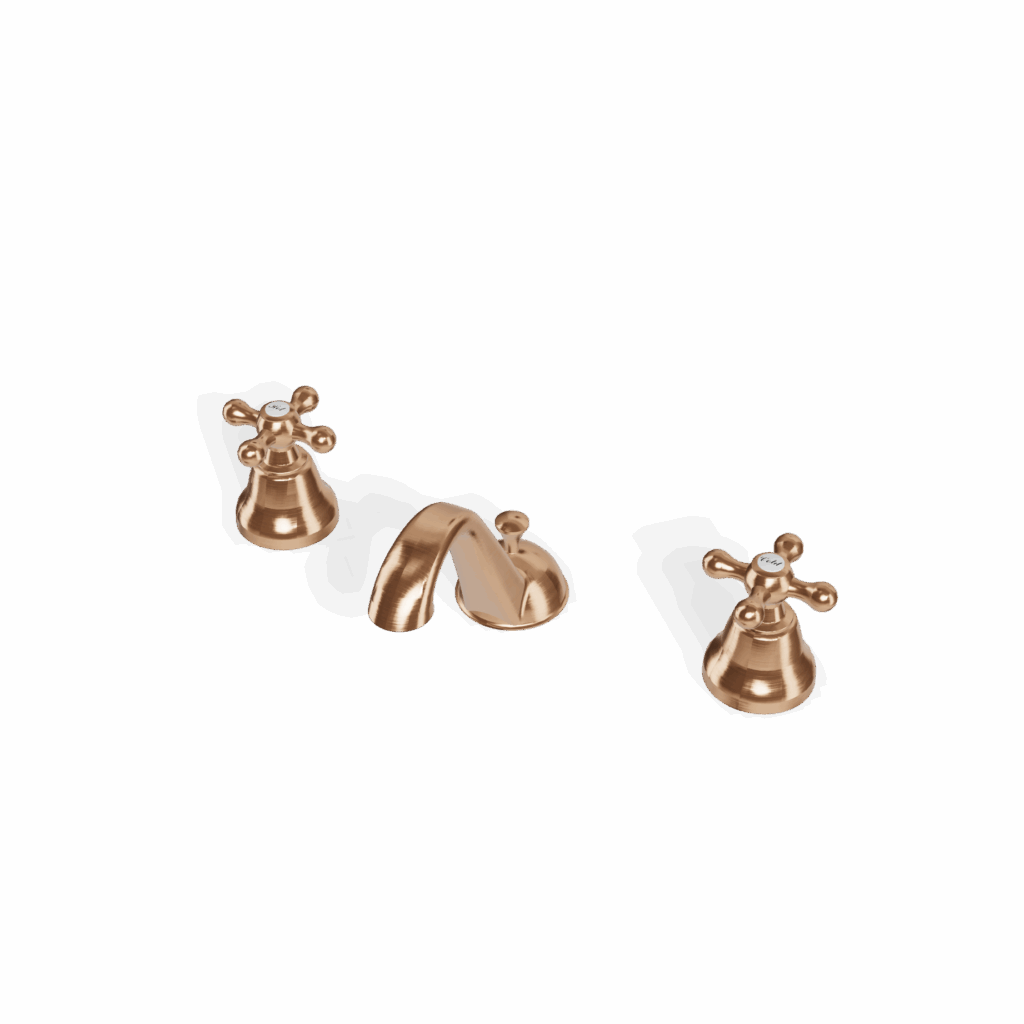 Mischer für Waschtisch Treemme Romantica 3 Loch Chrom A12 Retro Rose Gold gebürstet
