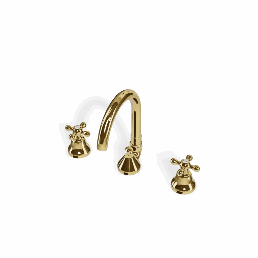 Mischer für Waschtisch Treemme Romantica 3 Loch Rund Retro Gold Glanz