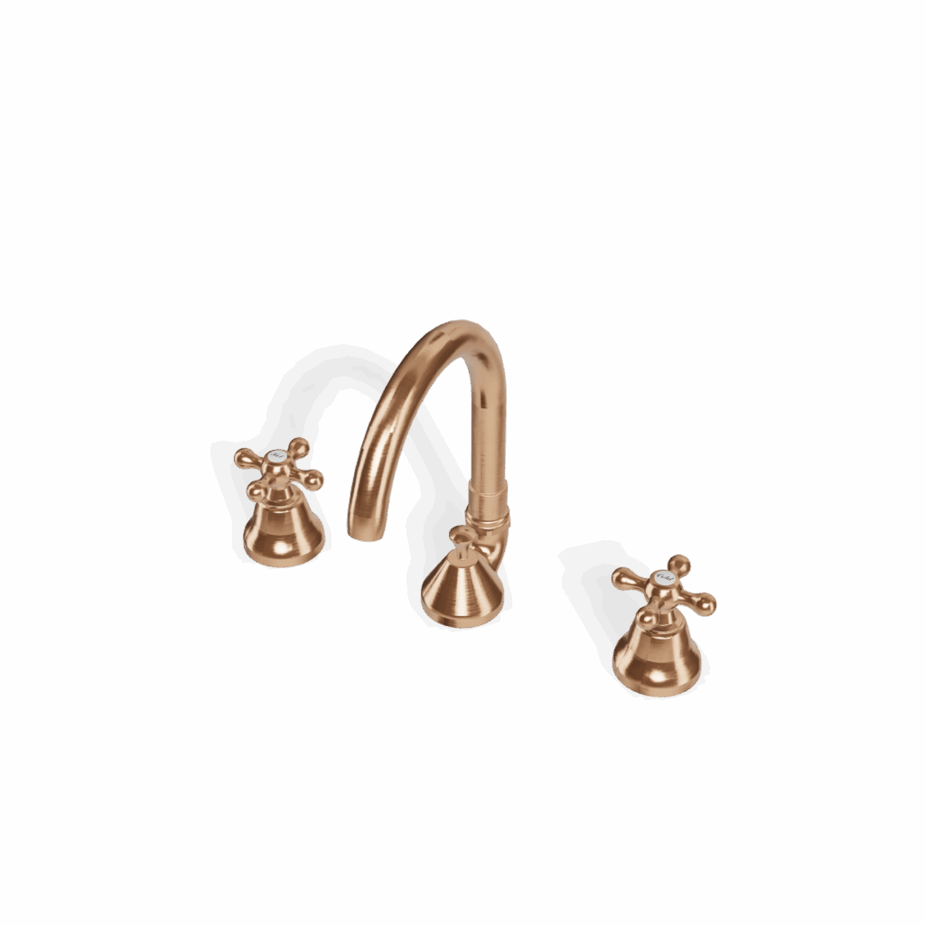 Mischer für Waschtisch Treemme Romantica 3 Loch Rund Retro Rose Gold gebürstet