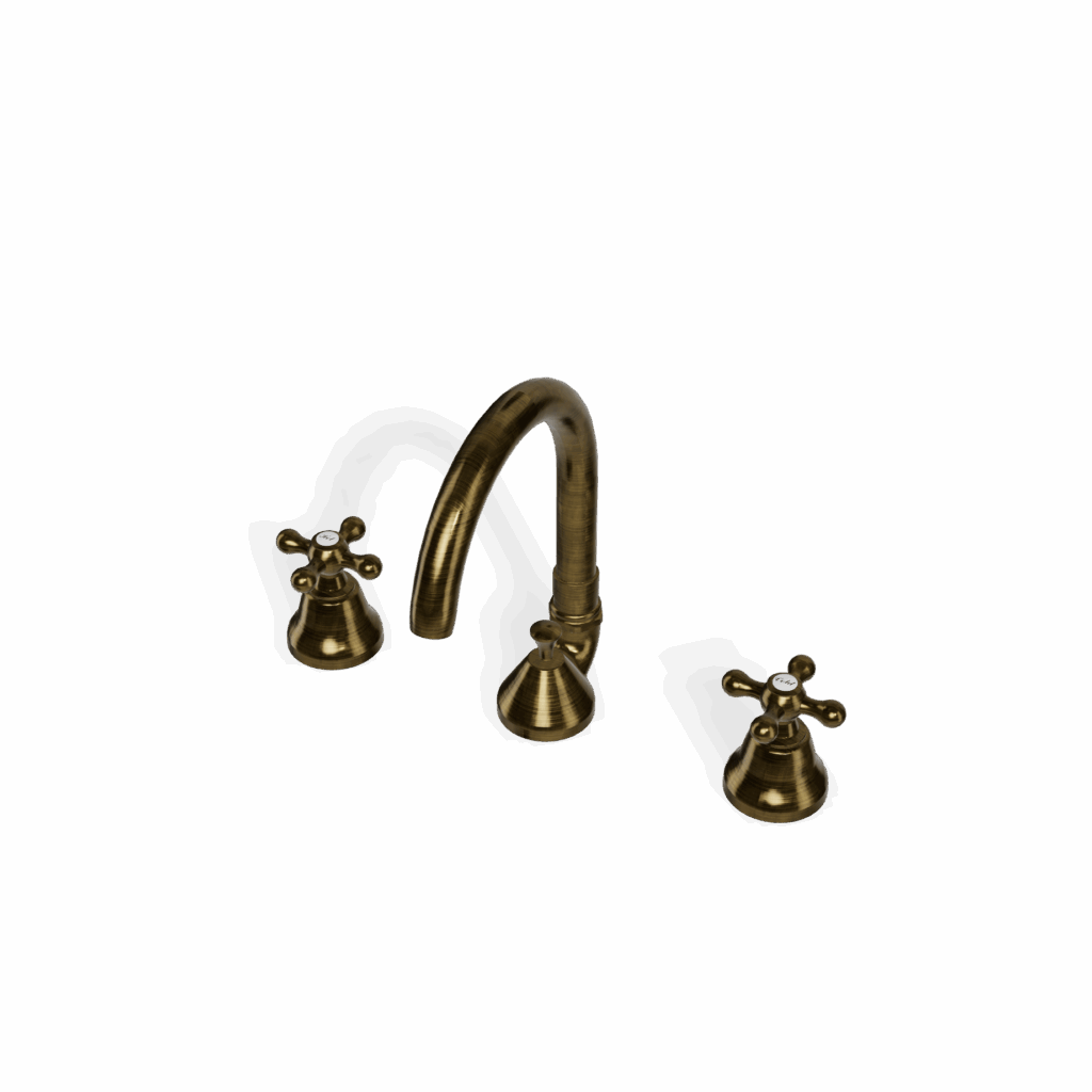 Mischer für Waschtisch Treemme Romantica 3 Loch Rund Retro Bronze gebürstet