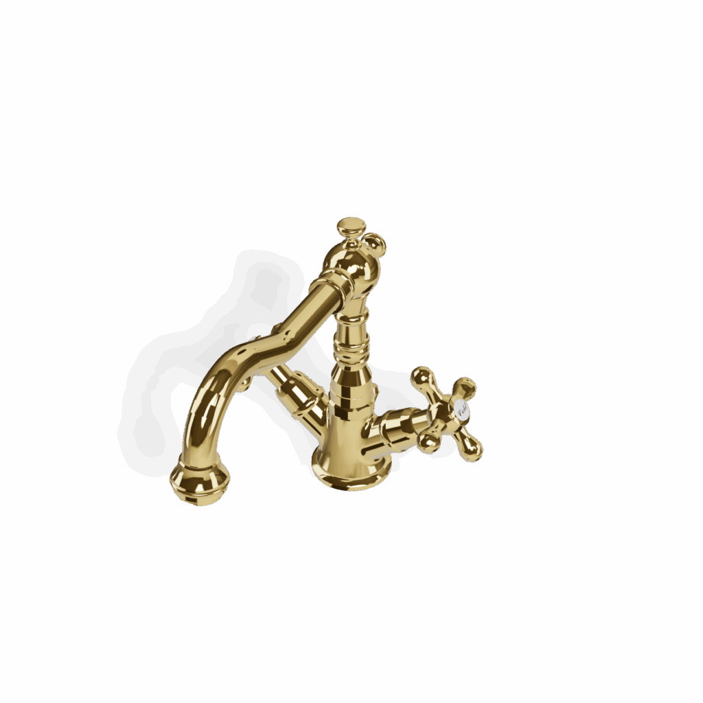 Mischer für Waschtisch Treemme Romantica 2 Griff Stand Retro Gold Glanz