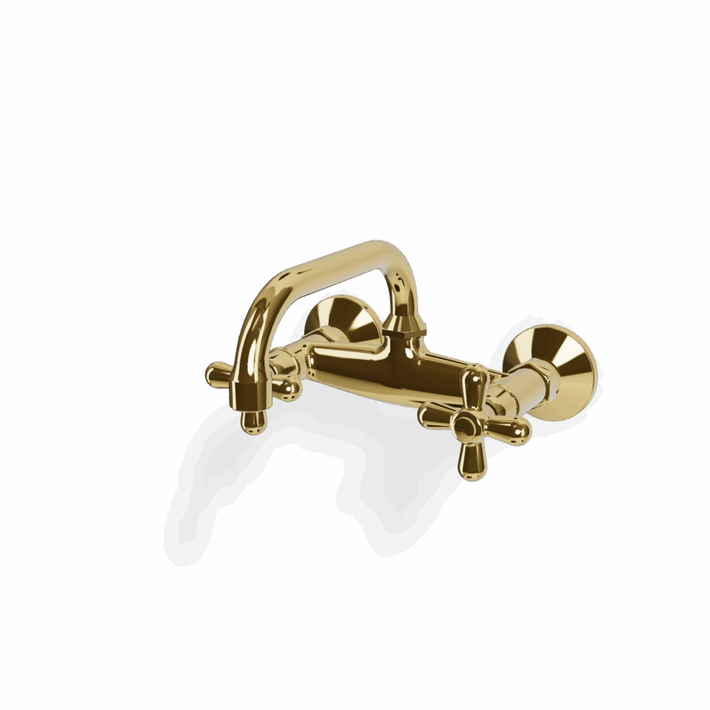 Küchenmischer zweigriff retro Wandmodell Gold glanz