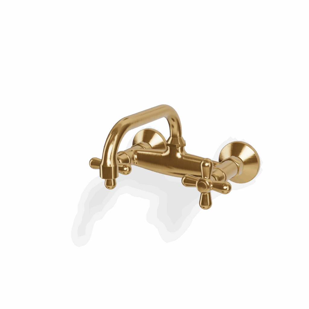 Küchenmischer zweigriff retro Wandmodell Gold gebürstet