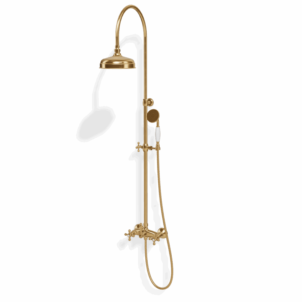 Duschsystem mit Mischer Treemme Romantica Retro Gold gebürstet
