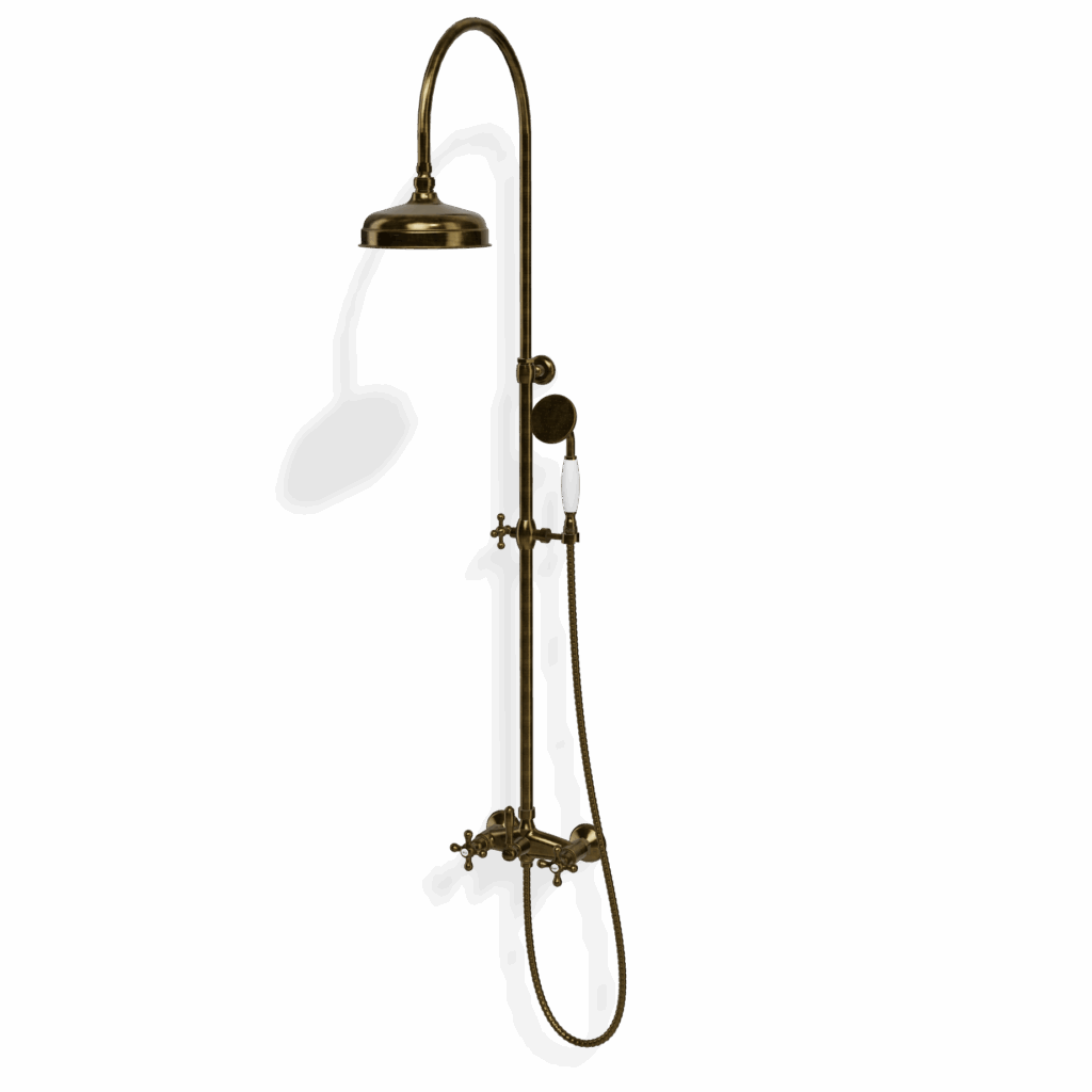 Duschsystem mit Mischer Treemme Romantica Retro Bronze gebürstet