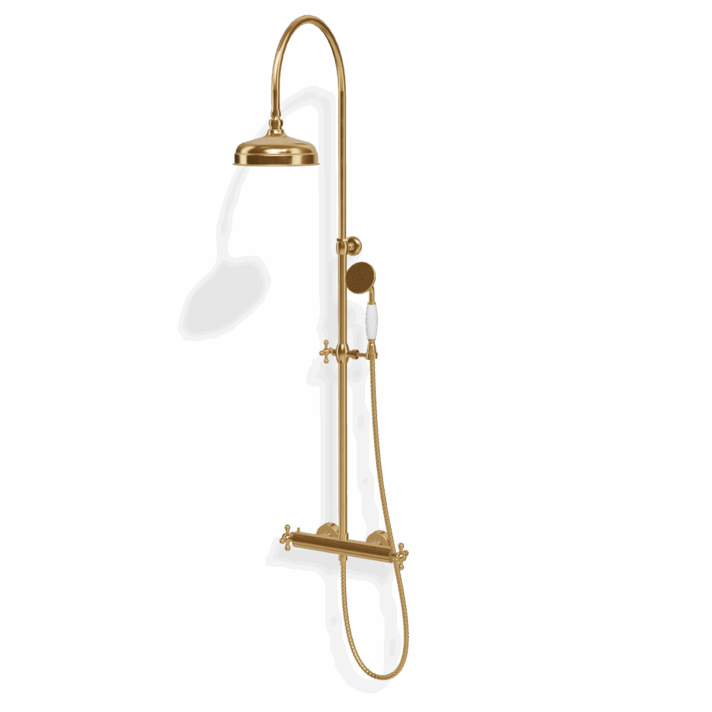Duschsystem Treemme Romantica Kreuzgriff 20 Nostalgisch Gold gebürstet