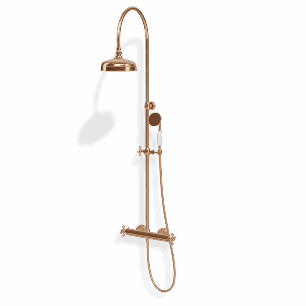 Duschsystem Treemme Romantica Kreuzgriff 20 Nostalgisch Rose Gold gebürstet