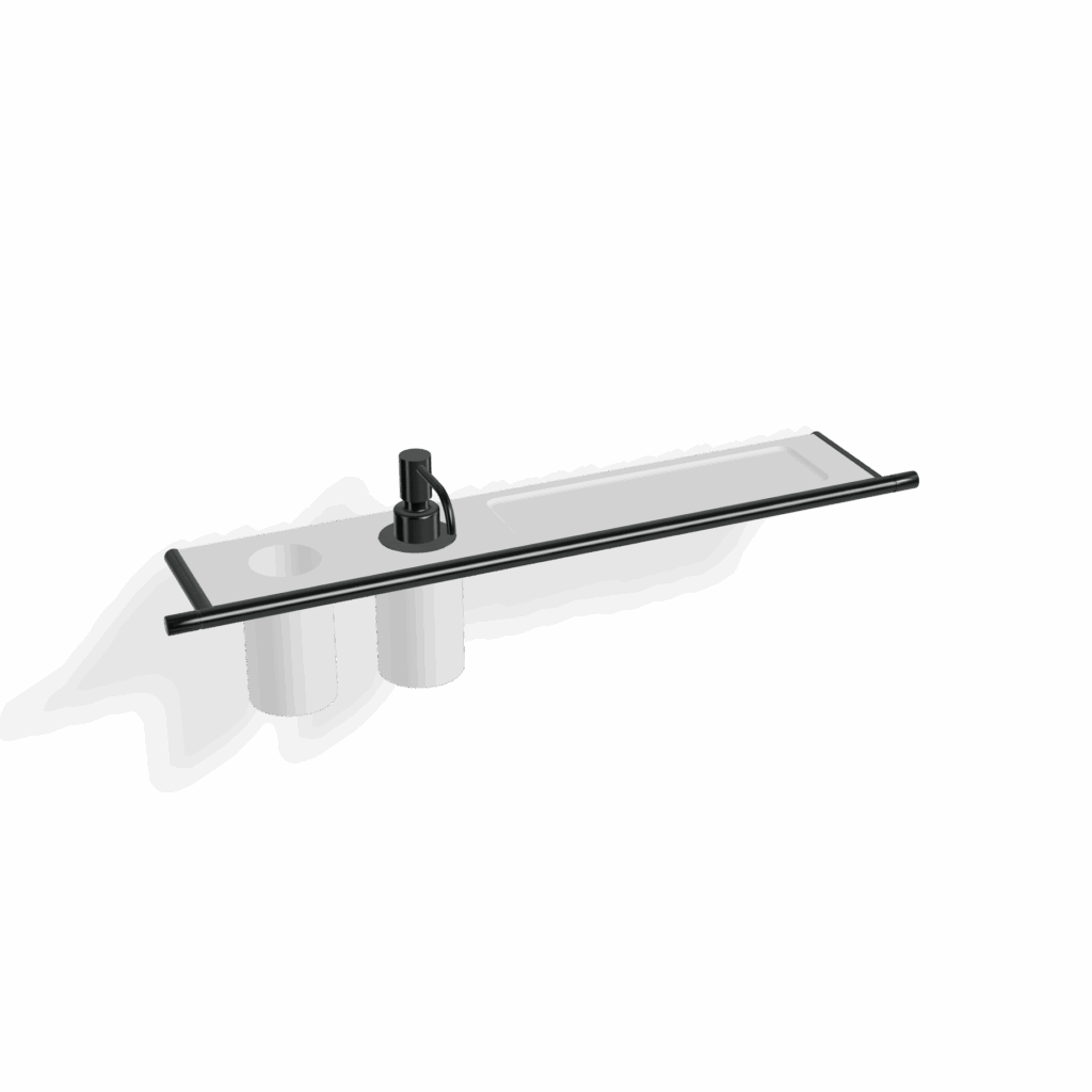 Reling-Ablage Corian Treemme 40 mm PVD Metal-Black Weiss matt Mineralguss