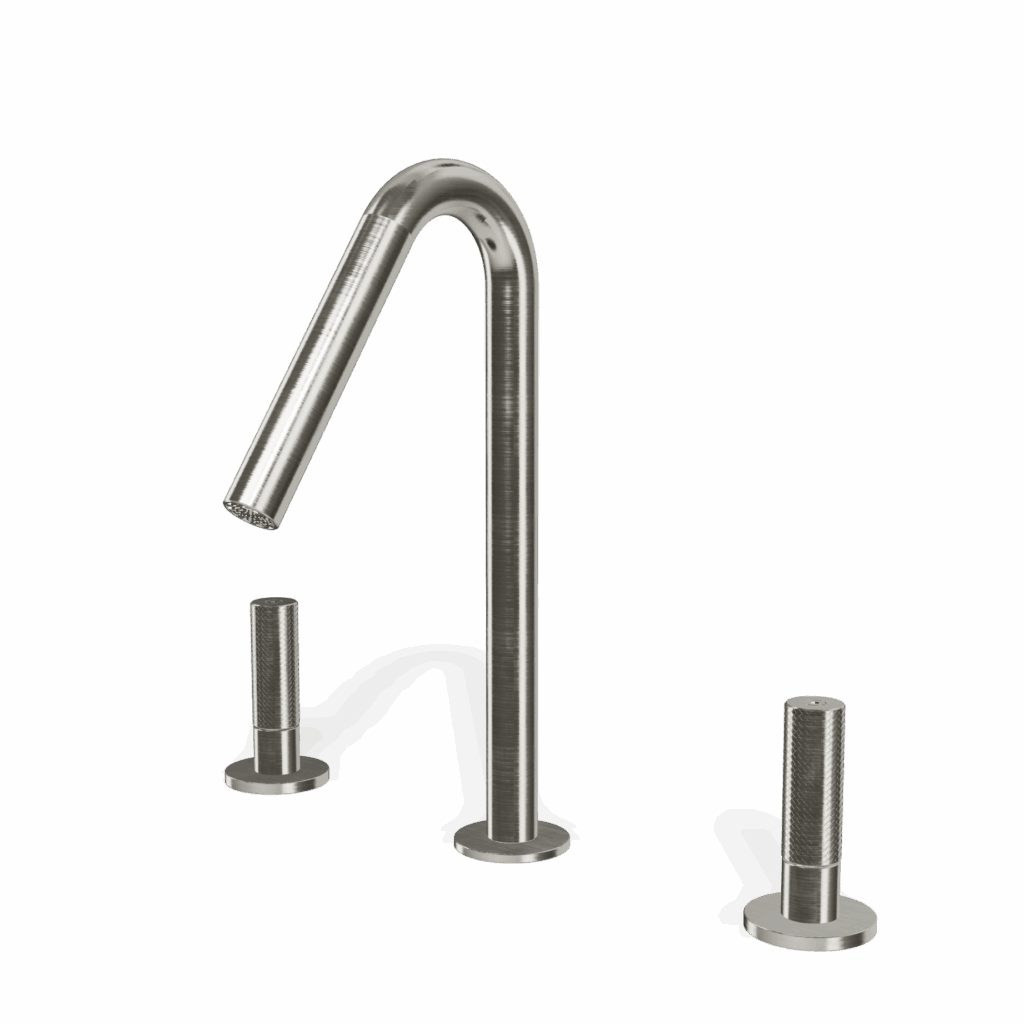 Waschtisch zweihand 3-Loch Edelstahl 22 mm A= 14 H= 16 Treemme Design Rubinetterie