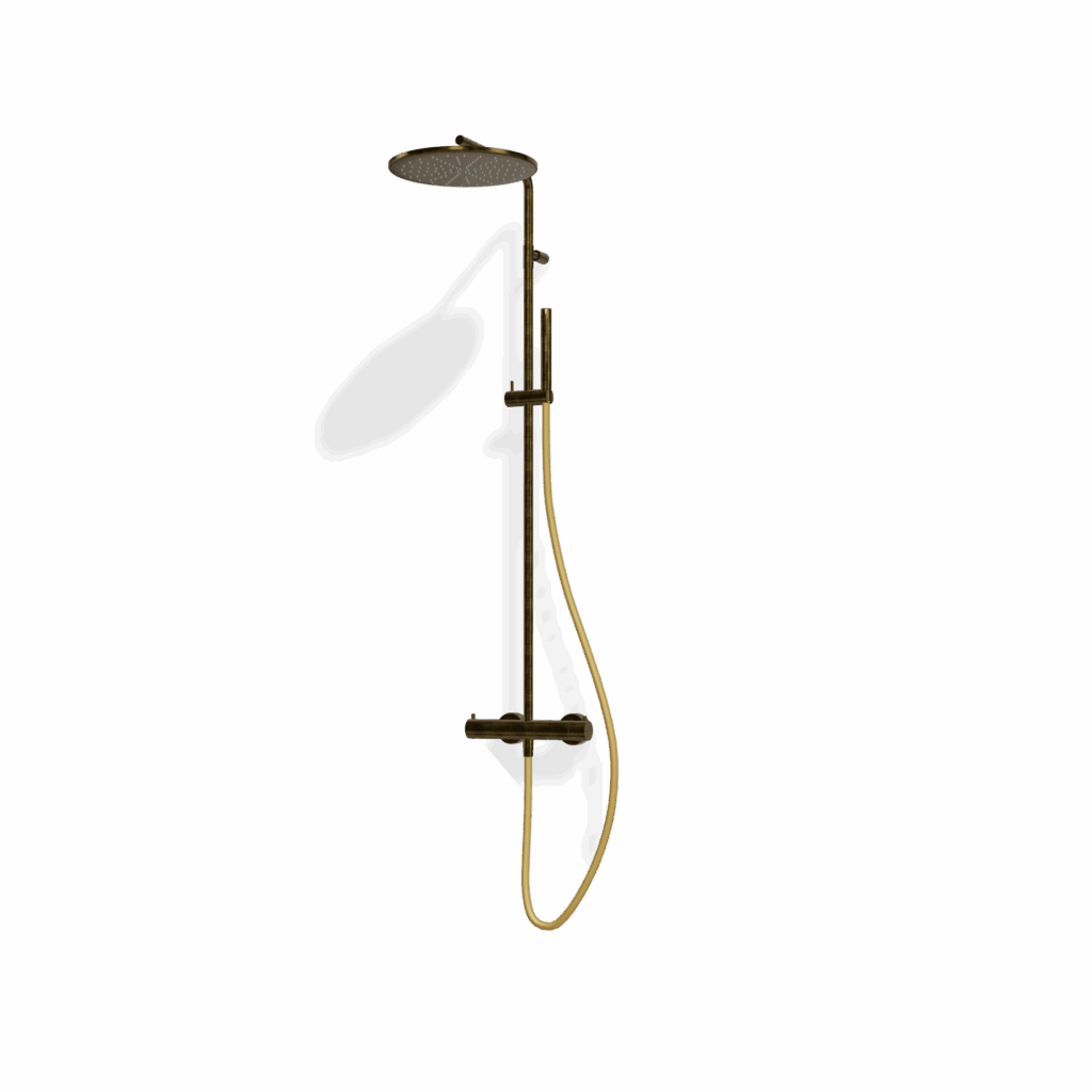 Duschsystem mit Mischer Treemme SHOWERS Schwarz matt 30D Bronze gebürstet