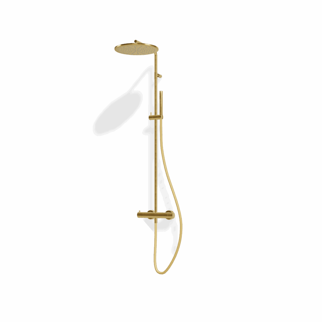 Duschsystem mit Mischer Treemme SHOWERS Schwarz matt 30D Gold gebürstet