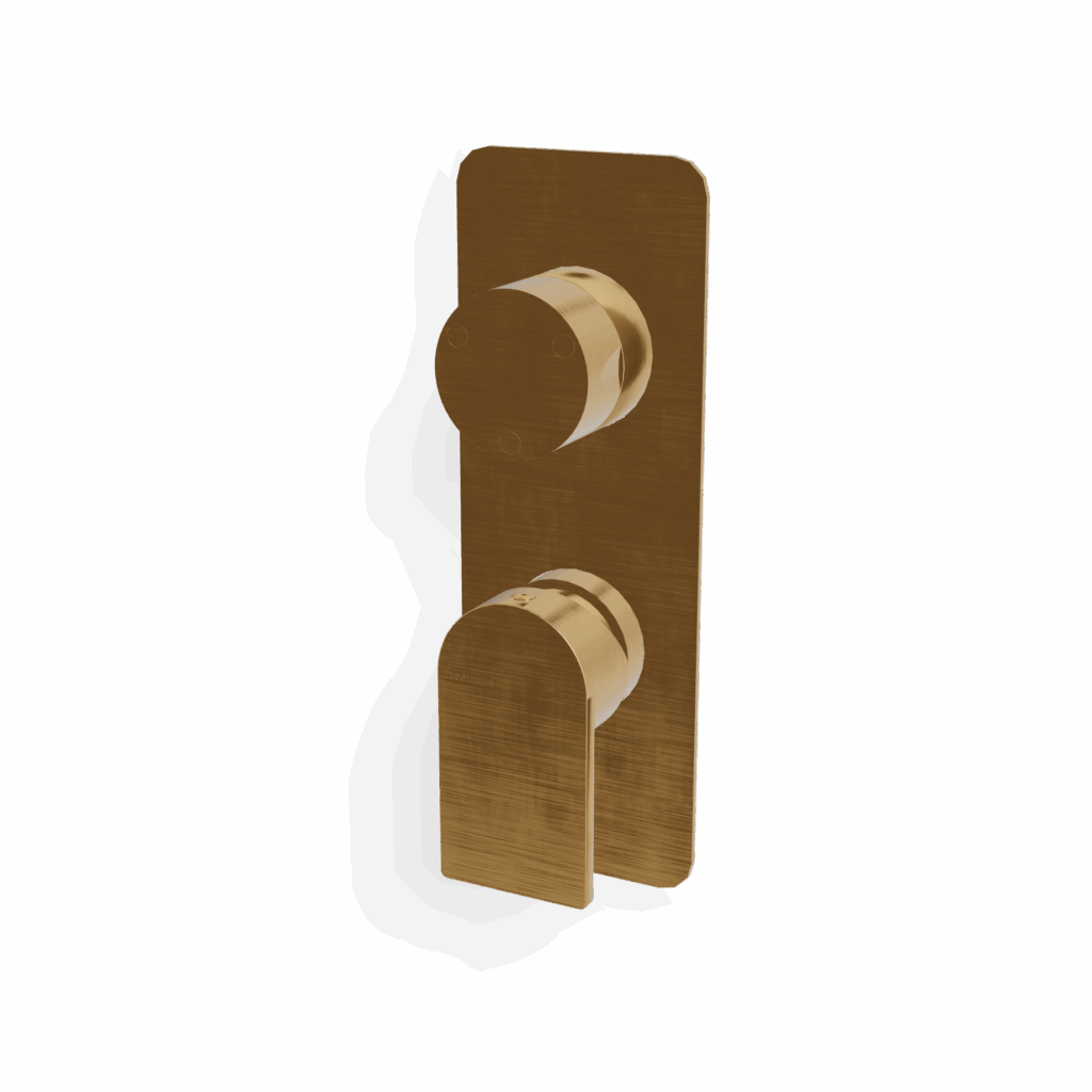 Mischer für Dusche 3 Weg Wandplatte UP Treemme RAN Gold gebürstet