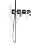 Mischer für Wanne Rosette Treemme IOS Chrom Glanz Vierloch Gerillt Design Rubinetterie