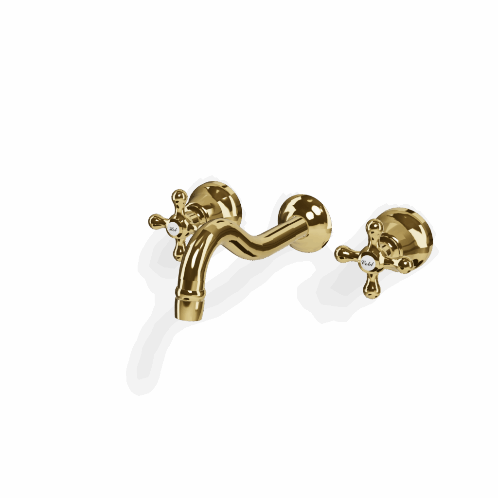 Mischer für Waschtisch UP Treemme Romantica 3 Loch Wand Retro Gold Glanz